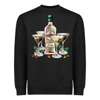 Black martini glasses and martini bottle Heavyweight Sweatshirt - AdoDesignShop