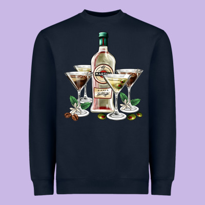 Martini Glasses And Martini Bottle Heavyweight Sweatshirt Designed By Adodesignshop