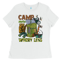White camp more worry less Ladies Tee - texasbilliewilder