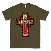 Army Green lady of guadalupe leopard cross Classic Tee - BarkalooDesign