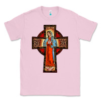Bubblegum Pink lady of guadalupe leopard cross Classic Tee - BarkalooDesign