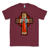 Burgundy lady of guadalupe leopard cross Classic Tee - BarkalooDesign