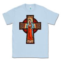 Dusty Blue lady of guadalupe leopard cross Classic Tee - BarkalooDesign