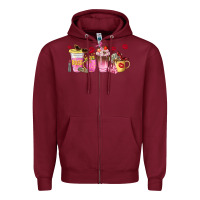 Burgundy boss lady coffee cups Zipper Hoodie - NancyCooperArtShop