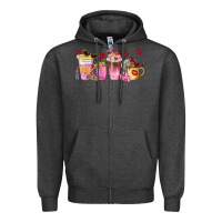 Charcoal Heather boss lady coffee cups Zipper Hoodie - NancyCooperArtShop