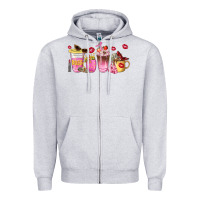 Heather Grey boss lady coffee cups Zipper Hoodie - NancyCooperArtShop