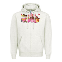 Oatmeal Heather boss lady coffee cups Zipper Hoodie - NancyCooperArtShop