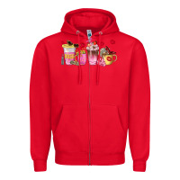 Red boss lady coffee cups Zipper Hoodie - NancyCooperArtShop