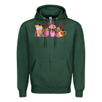 Sports Green boss lady coffee cups Zipper Hoodie - NancyCooperArtShop