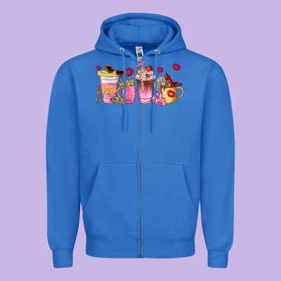 Boss Lady Coffee Cups Zipper Hoodie Designed By Nancycooperartshop