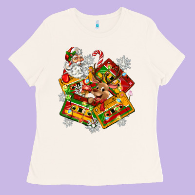 Christmas Cassette Tapes Ladies Tee Designed By Zillion Design Studio