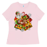 Bubblegum Pink christmas cassette tapes Ladies Tee - Zillion Design Studio
