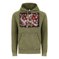 Vintage Olive christmas snow crystals background Vintage Hoodie - BundleAndBundleShop