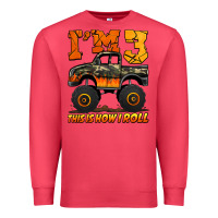 Cardinal i'm three this is how i roll monster truck birthday Premium Sweatshirt - Jasminsmagicworld