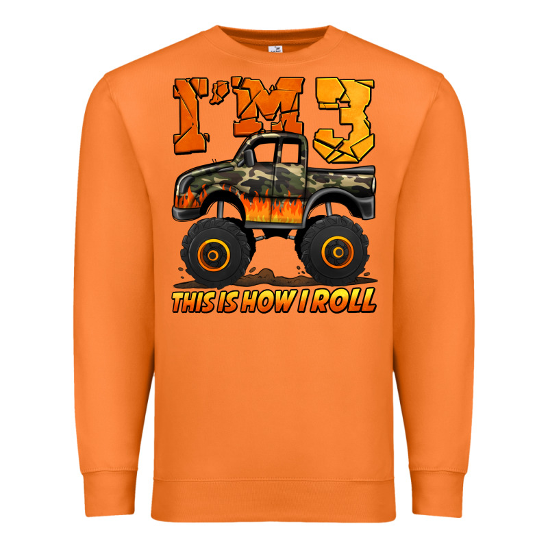 I'm Three This Is How I Roll Monster Truck Birthday Premium Sweatshirt by Jasminsmagicworld | Teevron