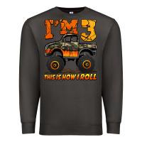 Smoke i'm three this is how i roll monster truck birthday Premium Sweatshirt - Jasminsmagicworld