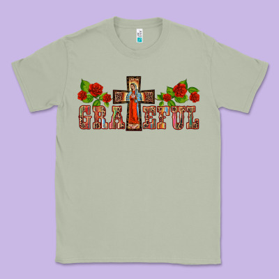 Grateful Guadalupe Cross Classic Tee Designed By Barkaloodesign