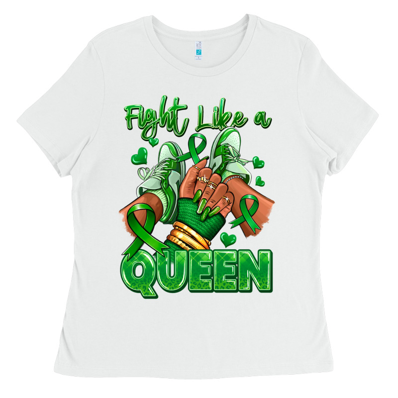 Green Ribbon Liver Cancer Afro Girl Sneakers Ladies Tee by RanaPortraitStore | Teevron