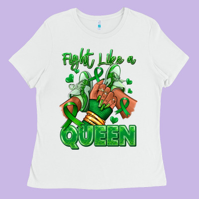 Ladies Tee green ribbon liver cancer afro girl sneakers