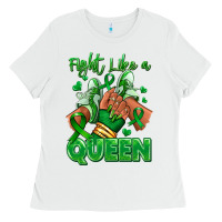White green ribbon liver cancer afro girl sneakers Ladies Tee - RanaPortraitStore