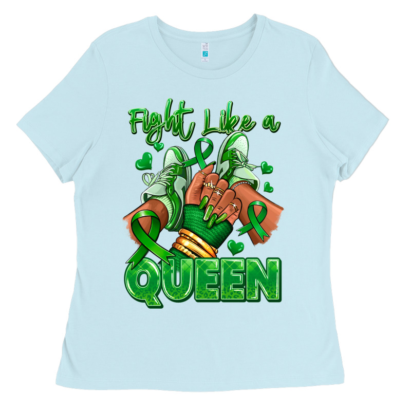 Green Ribbon Liver Cancer Afro Girl Sneakers Ladies Tee by RanaPortraitStore | Teevron