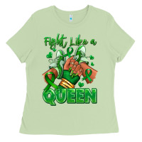 Matcha green ribbon liver cancer afro girl sneakers Ladies Tee - RanaPortraitStore