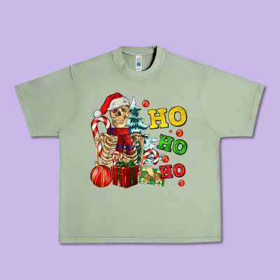 Christmas Ho Ho Ho Skeleton Urban Heavy Tee Designed By Adodesignshop