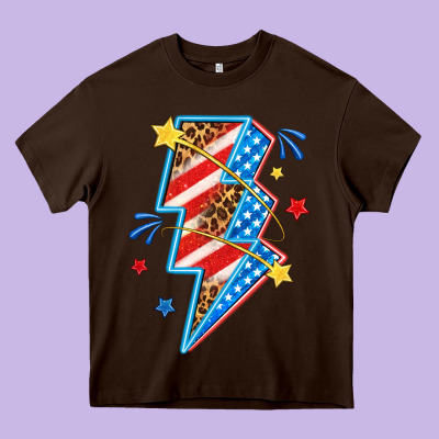 America Lightning Bolt Heavy Core Tee Designed By Texasbilliewilder