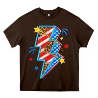 Chocolate Brown America lightning bolt Heavy Core Tee - texasbilliewilder