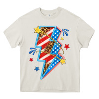 Cream America lightning bolt Heavy Core Tee - texasbilliewilder