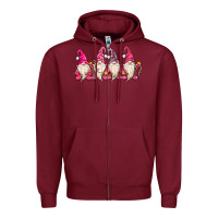 Burgundy christmas gnomies Zipper Hoodie - MaliasSmallBusiness