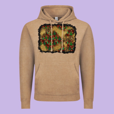 Christmas Trees And Leopard Background Vintage Hoodie Designed By Bundleandbundleshop
