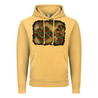 Vintage Mustard christmas trees and leopard background Vintage Hoodie - BundleAndBundleShop