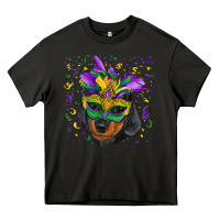 Asphalt mardi gras mask dachshund puppy Heavy Core Tee - RanaPortraitStore