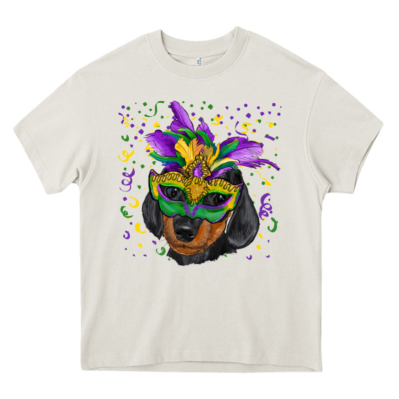 Mardi Gras Mask Dachshund Puppy Heavy Core Tee by RanaPortraitStore | Teevron
