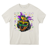 Cream mardi gras mask dachshund puppy Heavy Core Tee - RanaPortraitStore