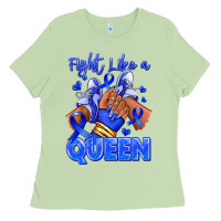 Matcha fight like a queen navy blue colon cancer afro gir Ladies Tee - RanaPortraitStore