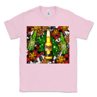 Bubblegum Pink beer bottles with golden snow Classic Tee - AdoDesignShop