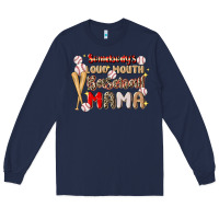 Navy somebody's loud mouth baseball Long Sleeve Tee - JahusDesignShop