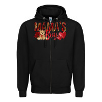 Black mamas boy with leopard Zipper Hoodie - NancyCooperArtShop
