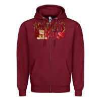 Burgundy mamas boy with leopard Zipper Hoodie - NancyCooperArtShop