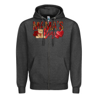 Charcoal Heather mamas boy with leopard Zipper Hoodie - NancyCooperArtShop