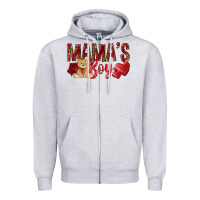 Heather Grey mamas boy with leopard Zipper Hoodie - NancyCooperArtShop
