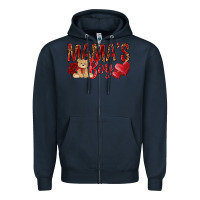 Navy mamas boy with leopard Zipper Hoodie - NancyCooperArtShop