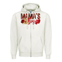 Oatmeal Heather mamas boy with leopard Zipper Hoodie - NancyCooperArtShop