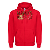 Red mamas boy with leopard Zipper Hoodie - NancyCooperArtShop