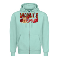 Seafoam mamas boy with leopard Zipper Hoodie - NancyCooperArtShop