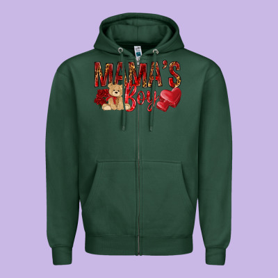 Mamas Boy With Leopard Zipper Hoodie Designed By Nancycooperartshop