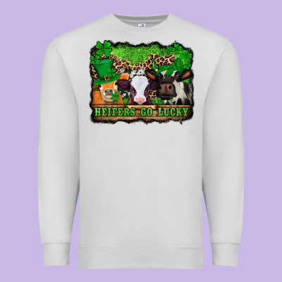 St Patricks Cows Heifers Go Lucky Premium Sweatshirt Designed By Jasminsmagicworld