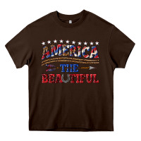 Chocolate Brown America the beautiful Heavy Core Tee - texasbilliewilder